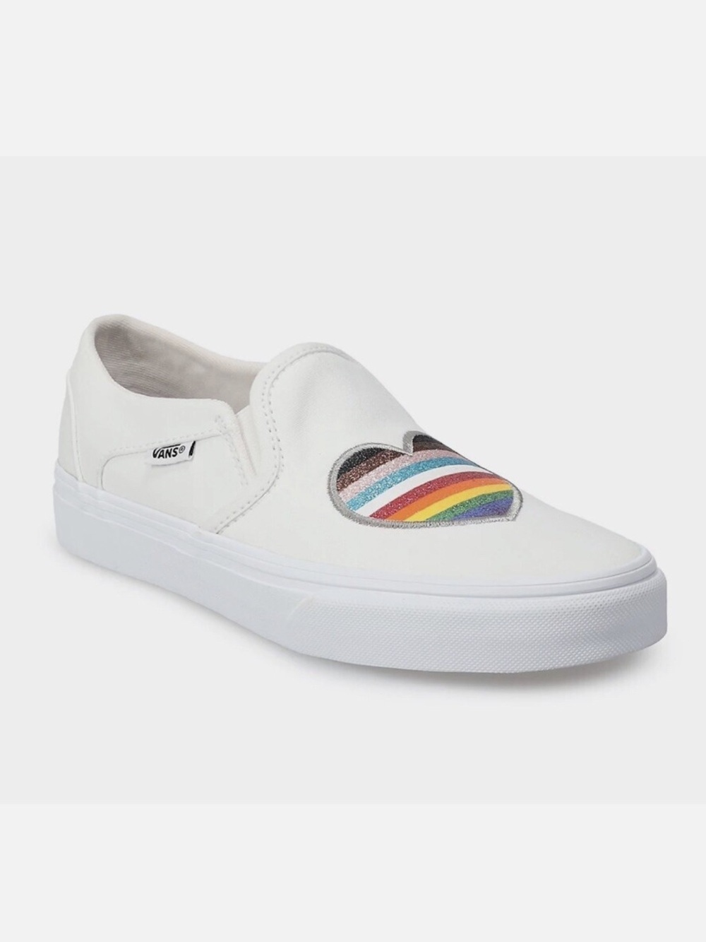 Vans Asher Slip-on Shoes White Glitter
Heart Rainbow Women's Sneakers